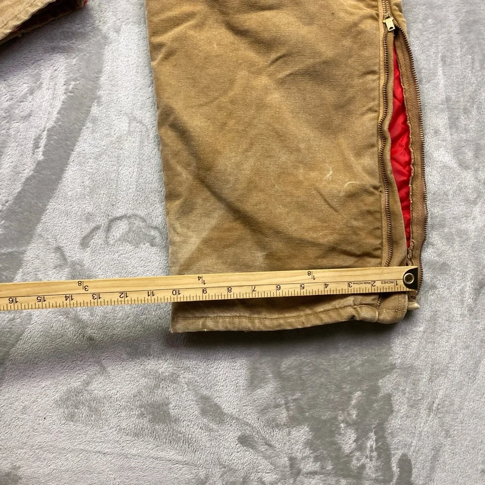 VTG Carhartt Duck Canvas Quilt Lined Coveralls Brown 44 S Distressed 9960Z Zip‎